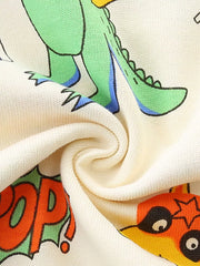 Boys' cotton underwear with cartoon dinosaur and fox adventure print.