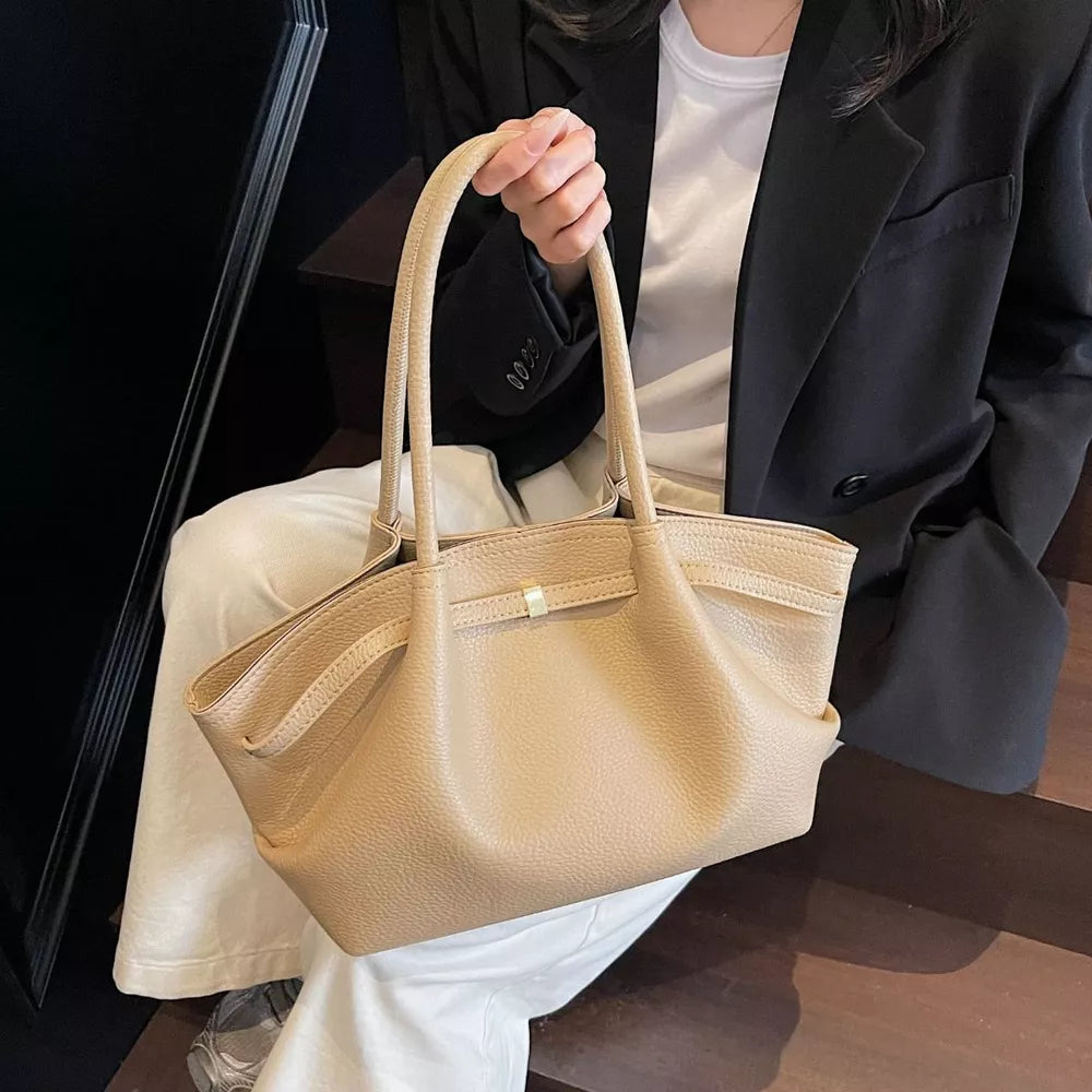 Pu Leather Shoulder Bag in Brown, side view
