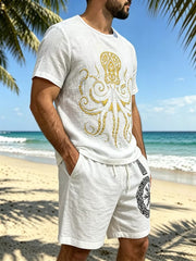 Men S Full Size Round Neck Tee And in Orange-red, view 14