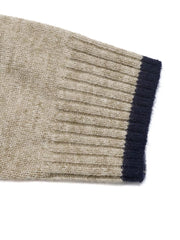 Cozy Mock Neck Sweater With Contrast Trim in Khaki, view 13
