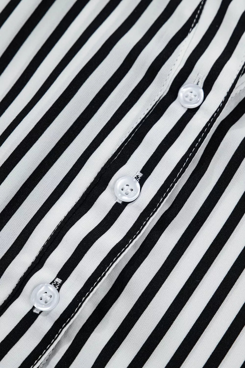 Striped Half Sleeve Button-up Shirt in Black, alternate angle