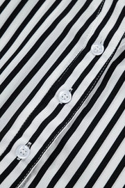 Striped Half Sleeve Button-up Shirt in Black, alternate angle