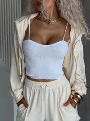 Zip Up Hooded Outerwear And Shorts Set, alternate angle