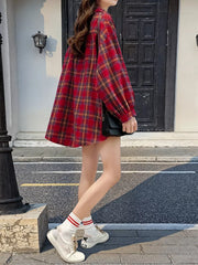 Plaid Button Up Long Sleeve Shirt, fit detail