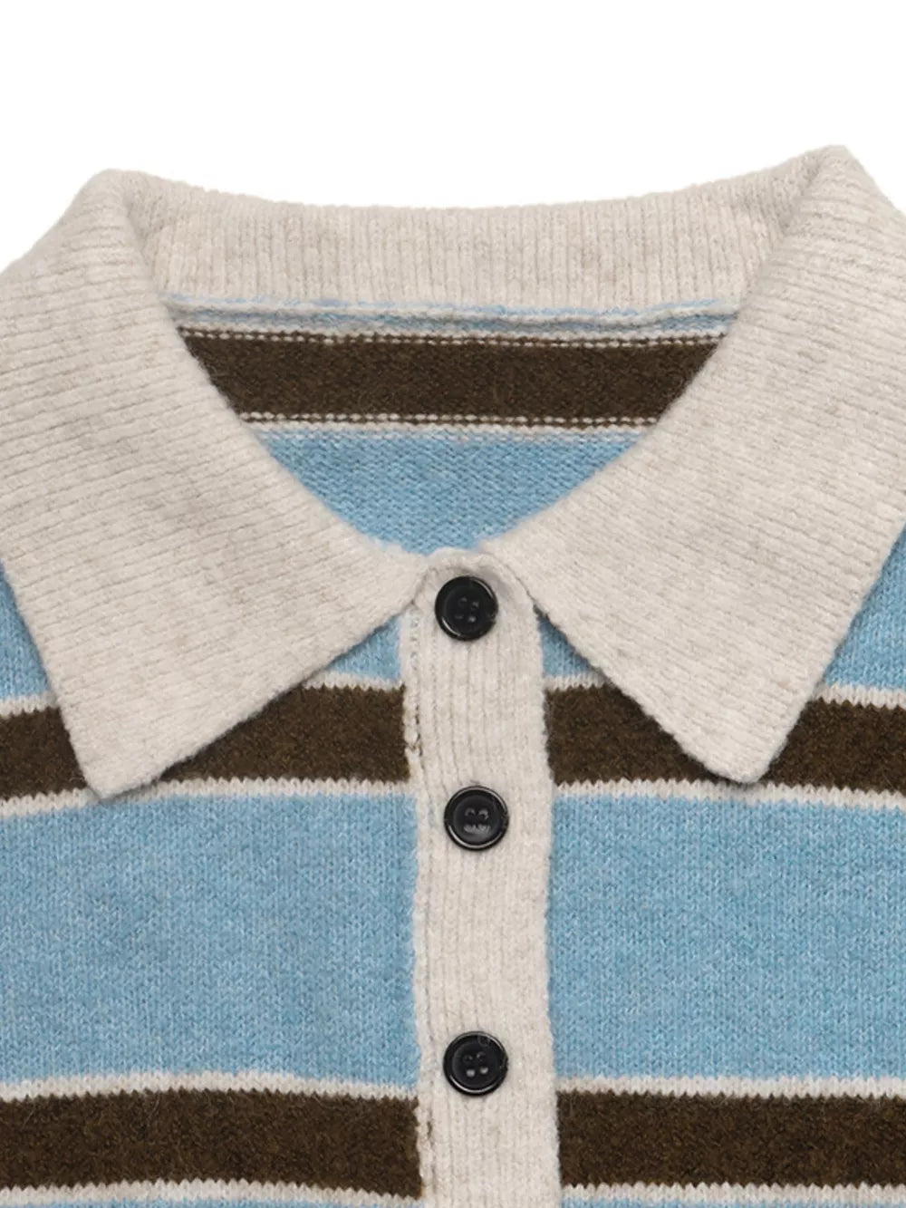 Striped Polo Collar Sweater in Blue, alternate angle