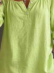 Button Detail Long Sleeve Top in Light Blue, view 12