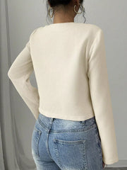 Chic Bow-embellished Cropped Jacket