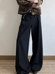 Black wide-leg men's sweatpants with a relaxed fit and pleated front.