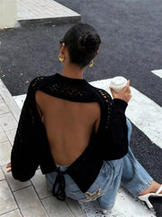 Crochet Knit Raglan Sleeve Sweater in White, fit detail