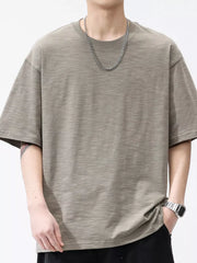 Relaxed fit men's cotton t-shirt in Sage with a crew neck and short sleeves.