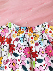 Baby skirt with bright floral print and elastic waistband