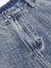 Men's Wide Leg Denim Capris in Blue, model styling view