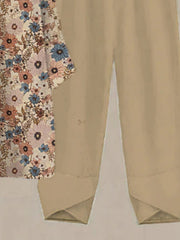 Floral print half sleeve top with tan cropped pants