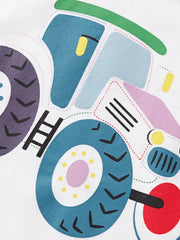 Playful Tractor Graphic Raglan Tee