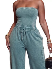 Effortless Drawstring Wide-leg Romper