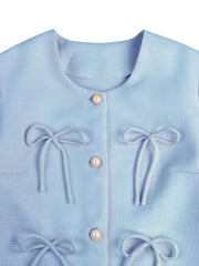 Chic Bow-embellished Cropped Jacket