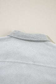 Light gray cotton utility vest with contrast collar detail