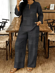 Geometric Print Relaxed Two-piece Ensemble