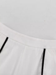 Sleek Contrast Trim Top And Wide-leg Pants Set