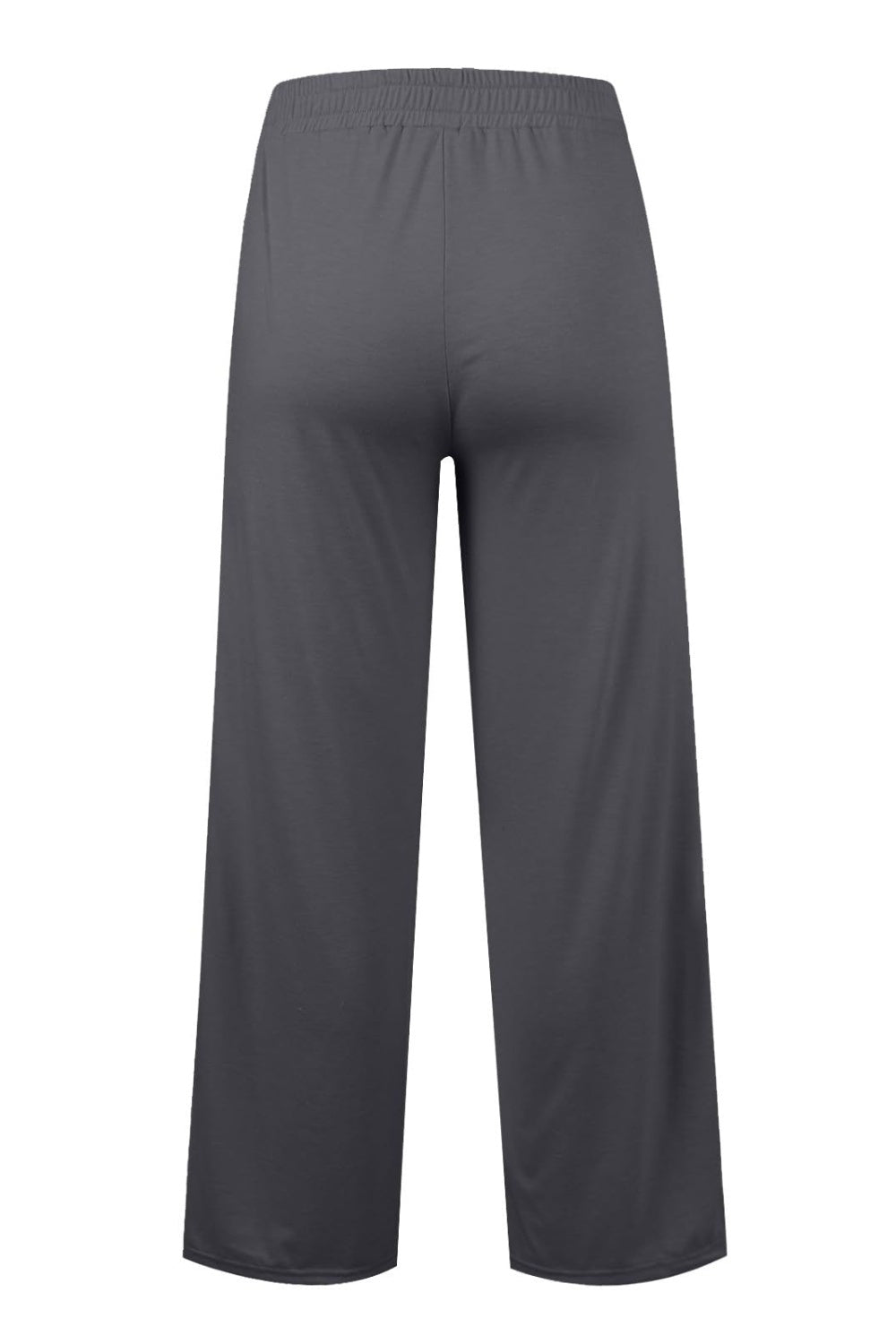 Seamed palazzo lounge trousers in dark gray with a wide leg and elastic waistband.