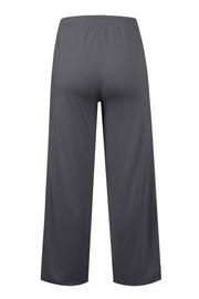 Seamed palazzo lounge trousers in dark gray with a wide leg and elastic waistband.