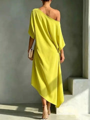 Chic Asymmetrical One-shoulder Drape Dress