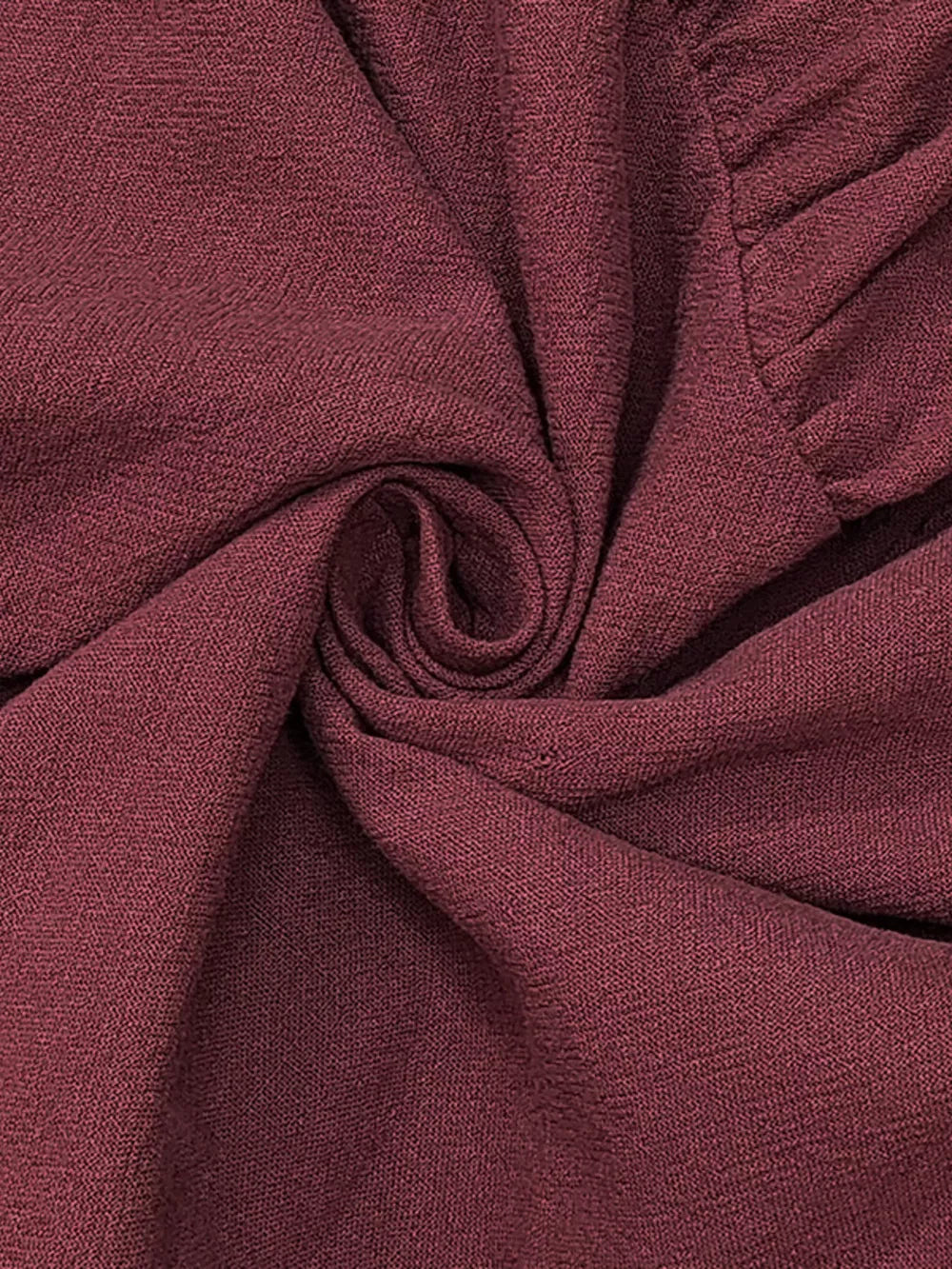 Belted ruffled hem maxi dress in red fabric texture detail