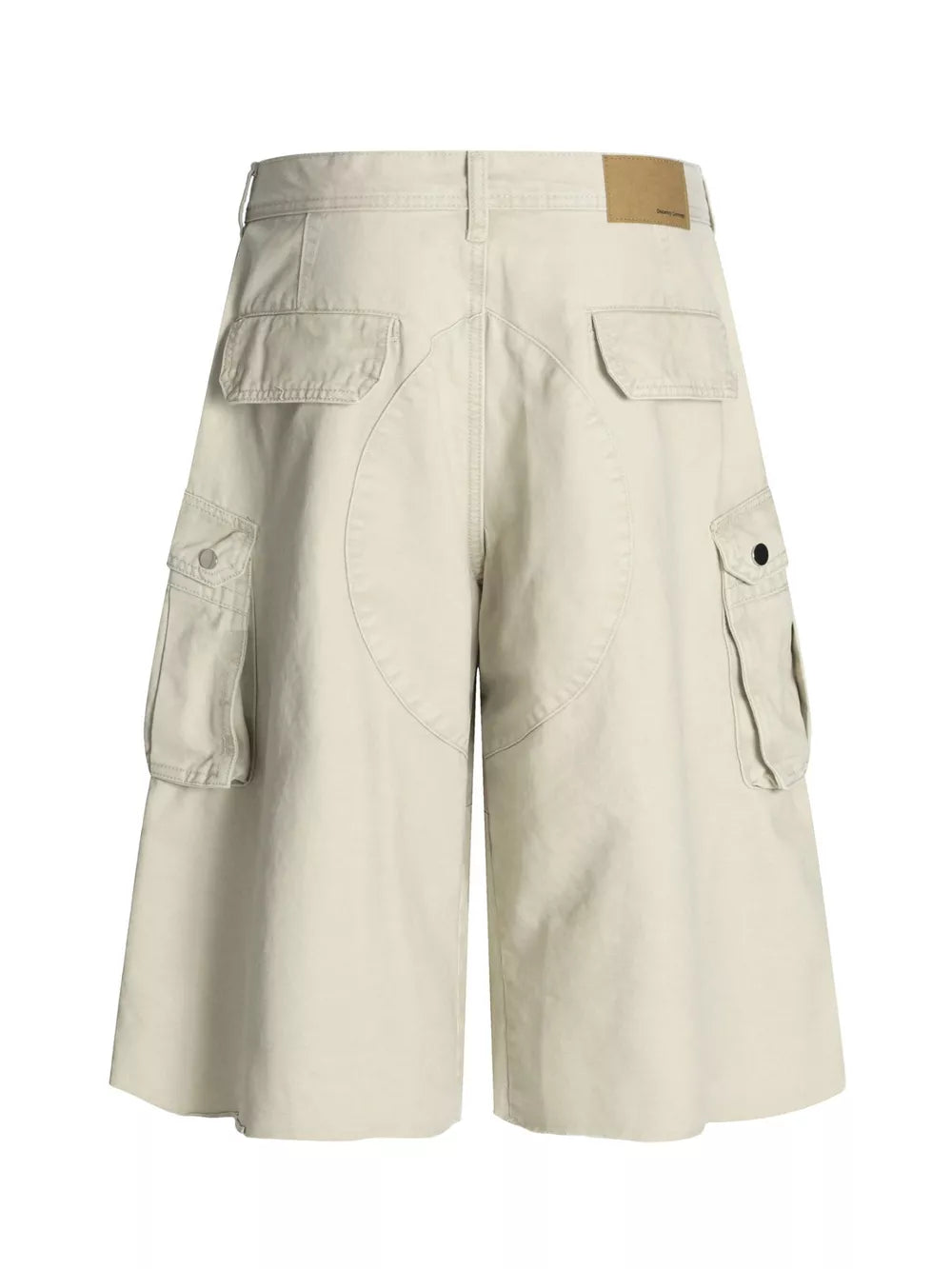 Apricot men's cargo shorts with multiple utility pockets and a relaxed fit.