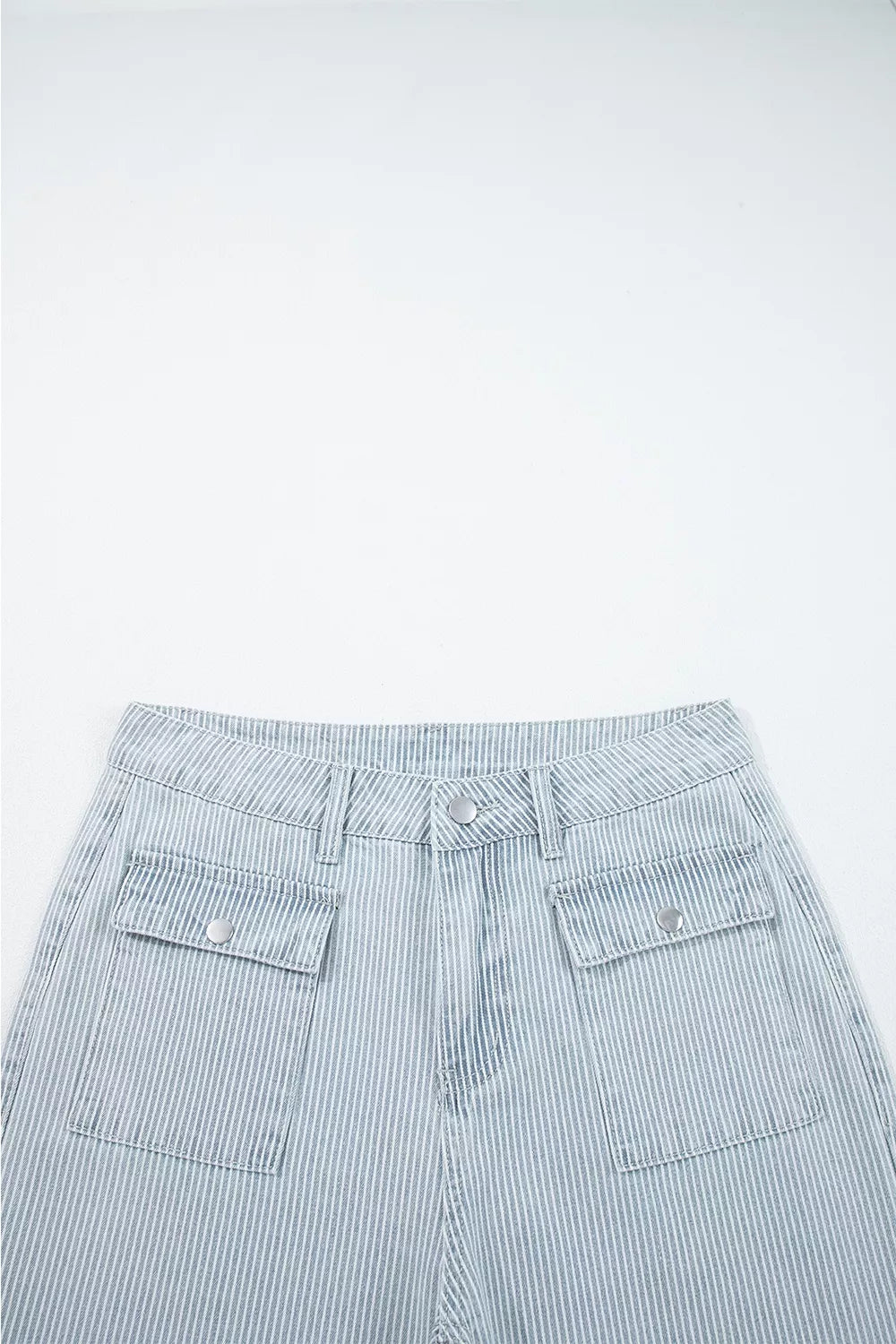 Striped Wide-leg Cropped Jeans in Light Blue, view 11