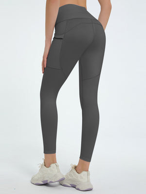 Dark Gray Pocketed Sculpt Leggings with zippered side pocket detail.