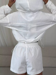 Lightweight Hooded Jacket And Shorts Set, back view