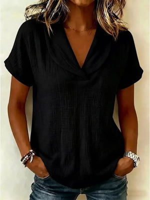 Textured Short Sleeve Plus Size Blouse, close-up detail