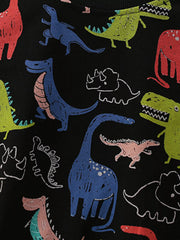 Black crew neck sweatshirt with a colorful dinosaur print for babies.