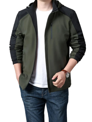 Men's Plus Size Hooded Colorblock Jacket, close-up detail