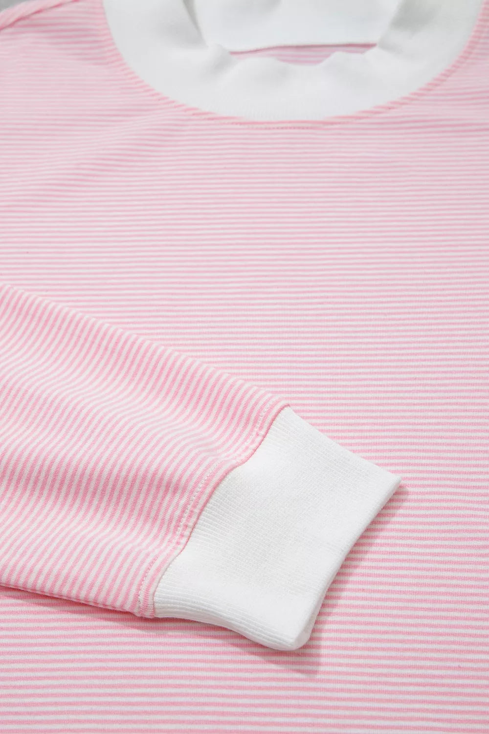 Striped Long Sleeve Top And Pants Set in Blush Pink, editorial view