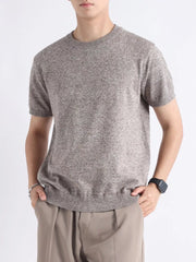 Men's short sleeve knit t-shirt in Flower Charcoal Gray with a crew neck.
