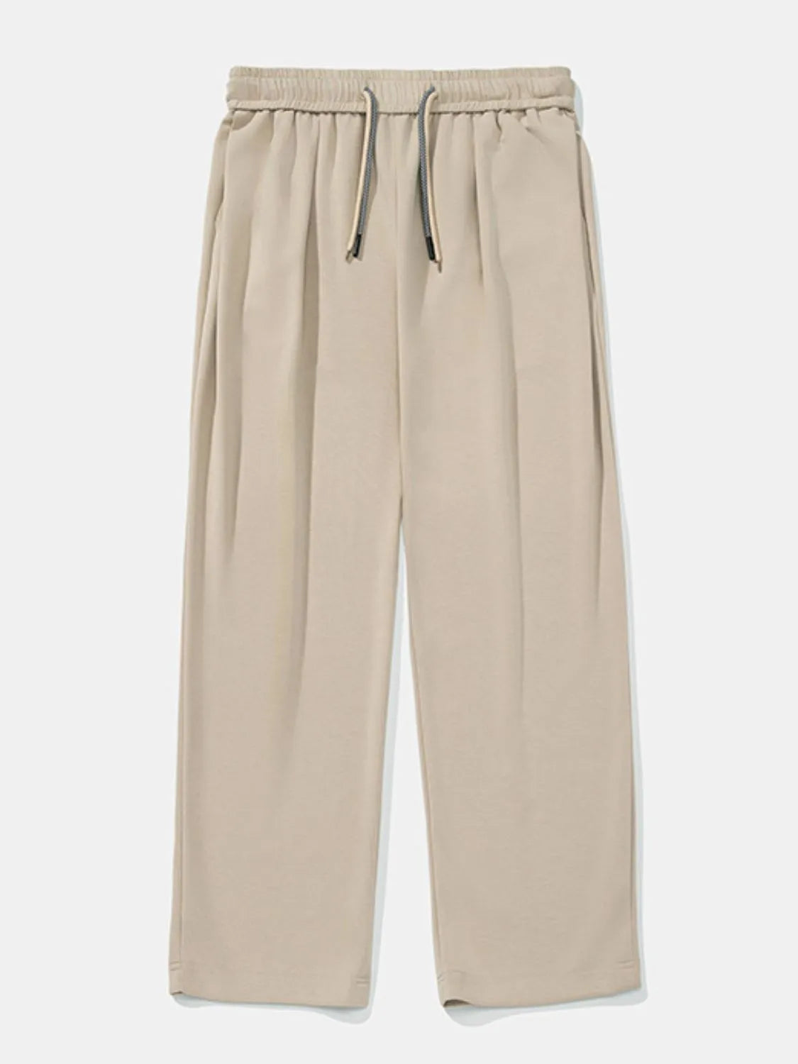 Khaki oversized drape-front lounge trousers with drawstring waist and wide leg