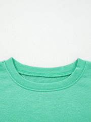 Turquoise sweatshirt with hip-length and pullover