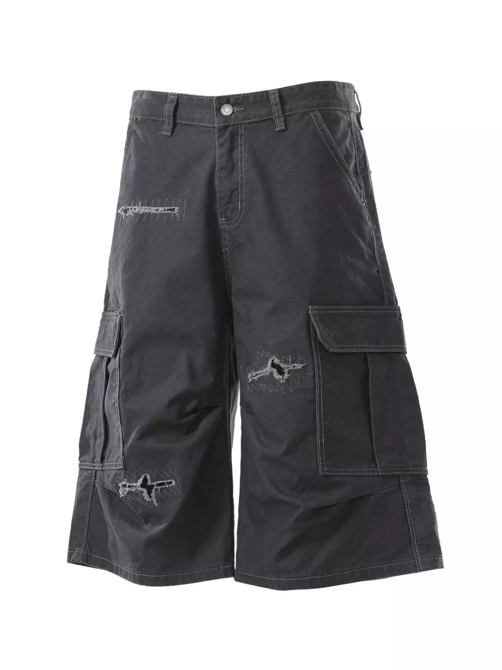 Men's Distressed Cargo Capris, back view