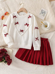 Crew-neck Mini Skirt in White, front view
