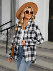 100% rayon Care instructions: Machine wash cold button-up shirt in Coffee with relaxed silhouette
