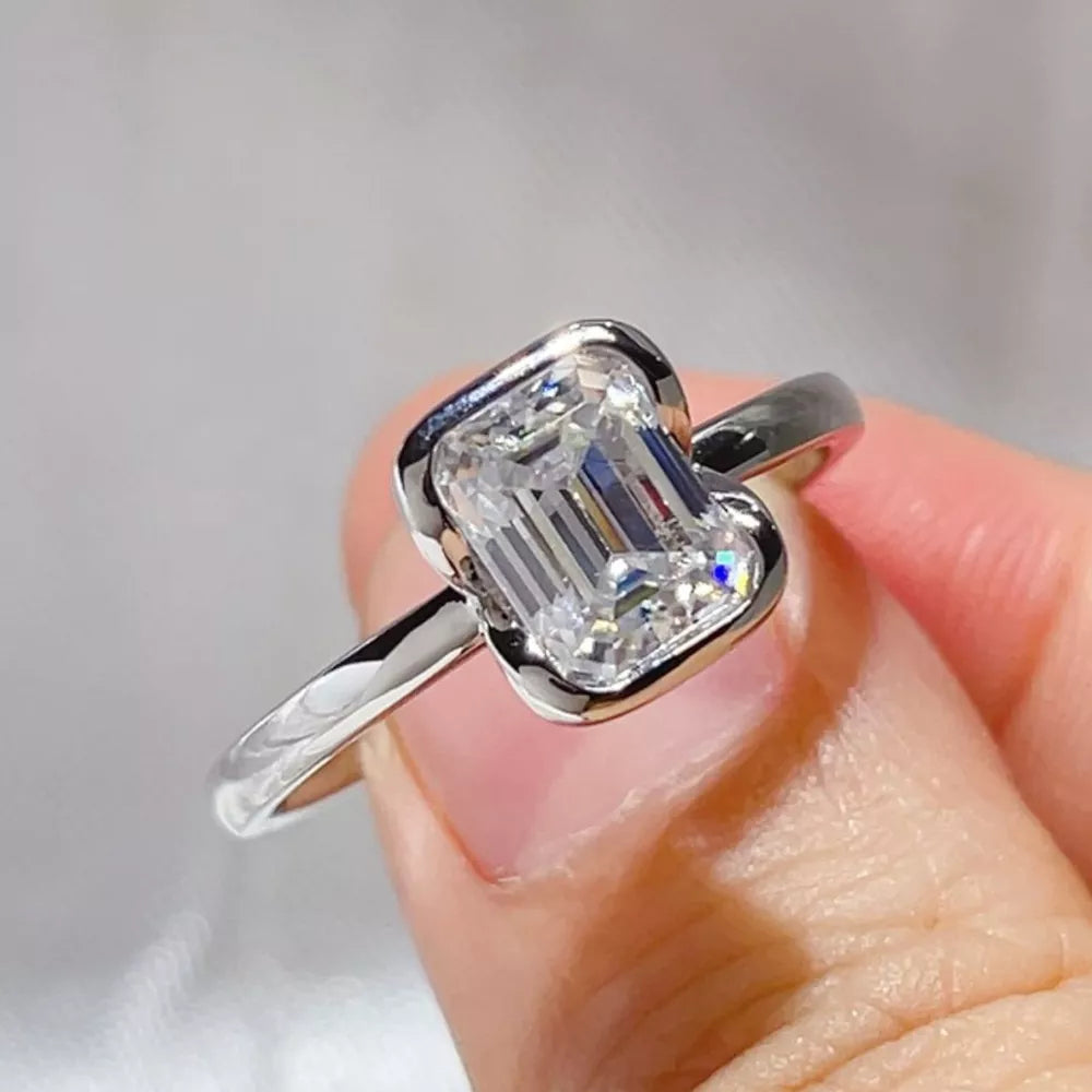 0.3 Carat Moissanite Solitaire Ring In Sterling Silver, close-up detail