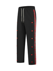 Men's Full Size Drawstring Plaid Side Stripe Pants, front view
