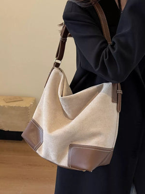 Color Block Shoulder Bag in Khaki, close-up detail