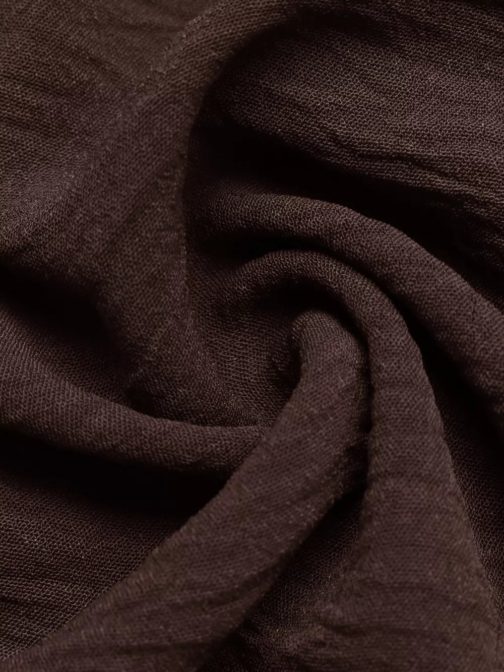Charming Tie-front Midi Dress in coffee brown textured fabric detail