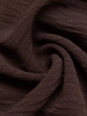 Charming Tie-front Midi Dress in coffee brown textured fabric detail