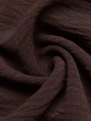 Charming Tie-front Midi Dress in coffee brown textured fabric detail