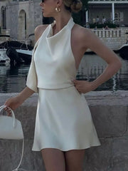 Elegant Backless Halter Mini Dress
