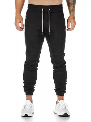 Men's Drawstring Slim Fit Joggers in Grey, side view