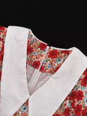 Floral Ruched Mini Dress With Puff Sleeves